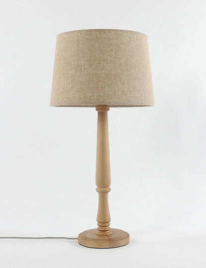 M&S Collection Wooden Table Lamp - 1Size - Natural, Natural