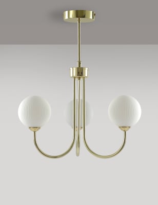 M&S Emelie Ribbed Ceiling Light - Polished Brass, Polished Brass