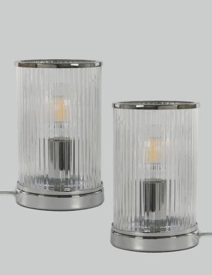 M&S Set of 2 Monroe Table Lamps - Silver, Silver,Polished Brass