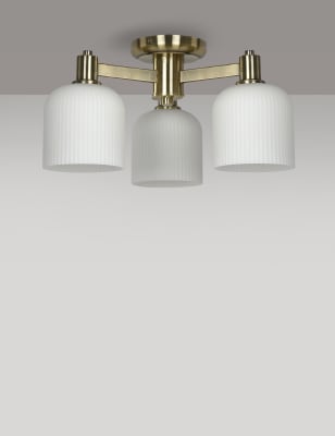 Ribbed Shade Flush Ceiling Light