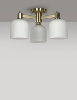 M&S Ribbed Shade Flush Ceiling Light - Polished Brass, Polished Brass