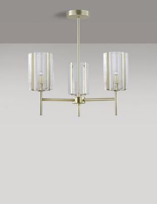 M&S Glass Flush Ceiling Light - Polished Brass, Polished Brass