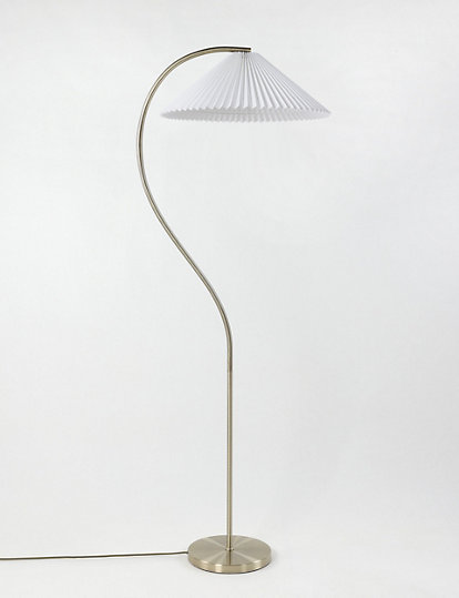 M&S Collection Pleated Medium Floor Lamp - 1Size - Antique Brass, Antique Brass