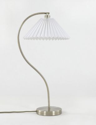 M&S Pleated Medium Table Lamp - Polished Brass, Polished Brass