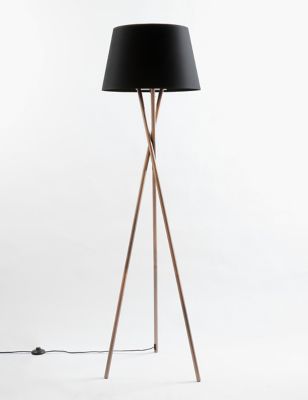 M&S Alexa Tripod Floor Lamp - Burnished Copper, Burnished Copper,Chrome