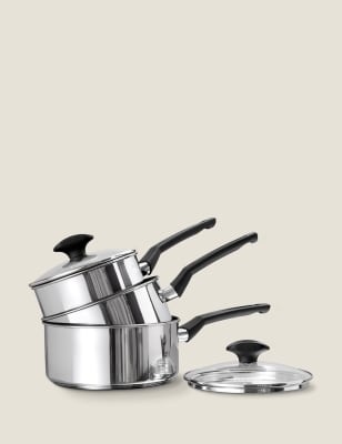 

Prestige 3 Piece Stainless Steel Pan Set - Silver, Silver