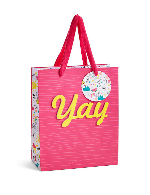 Yay Contemporary Illustration Pink Small Gift Bag Image 1 of 2