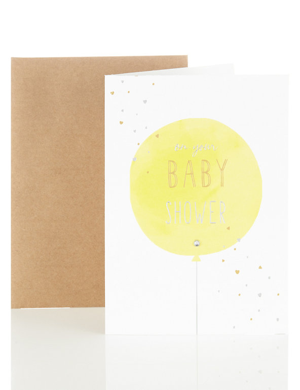 Yellow Balloon Baby Shower Card Image 1 of 2
