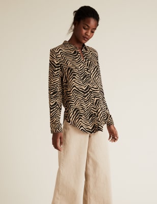 zebra print long sleeve shirt