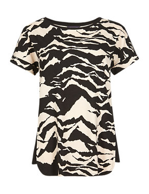 Zebra Print Panelled T-Shirt Image 2 of 4