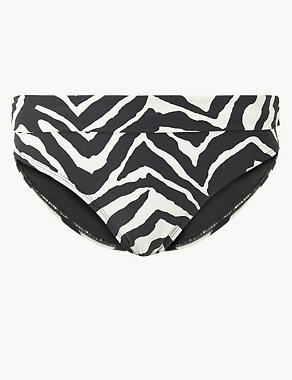 Zebra Print Roll Top Bikini Bottoms Image 2 of 4