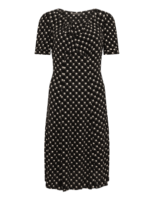 Zig Zag Spotted Tea Fit & Flare Dress | M&S Collection | M&S