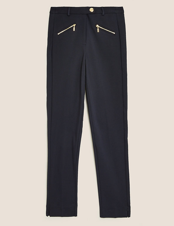 Zip Detail Slim Fit Ankle Grazer Trousers Image 1 of 1