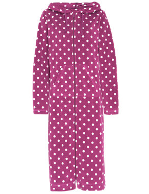 Zip Through Spotted Dressing Gown Image 2 of 4