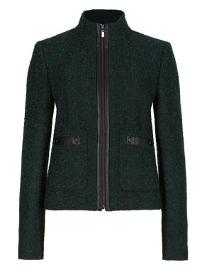 Zipped Front Tweed Jacket with New Wool Image 2 of 3