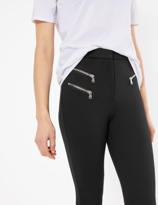 Black Zip Pocket Skinny Stretch Trousers