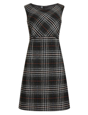 Zipped Shoulder Checked Pinafore Dress with Wool Image 2 of 5