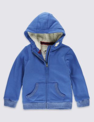 Zipped Through Cotton Blend Hooded Sweat Top (1-7 Years) Image 2 of 3
