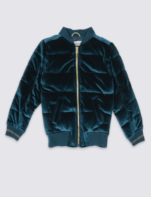 Girls velvet clearance bomber jacket