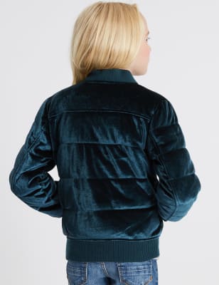 Navy velvet hot sale bomber jacket