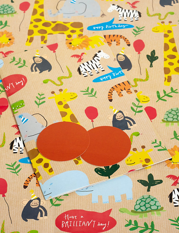 Zoo Animals Birthday Sheet Wrapping Paper Image 1 of 1