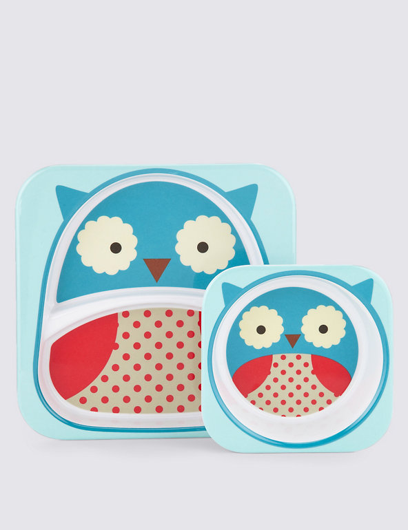 Zoo Tabletop Set (Plate & Bowl) - Owl Image 1 of 1