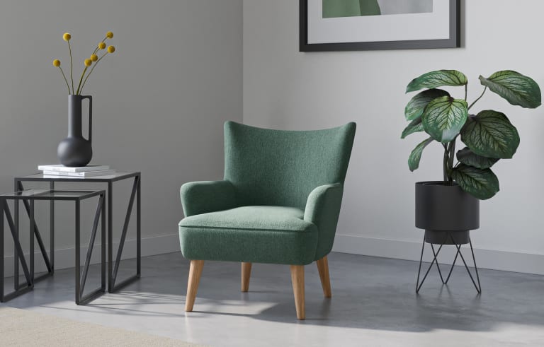 Green accent chairs with arms cheap