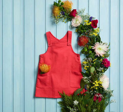 Red pinafore sales