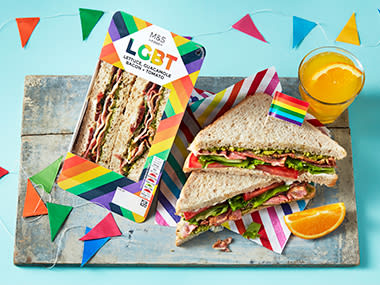 Two LGBT sandwiches surrounded by colourful bunting