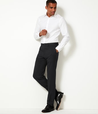Man wearing grey regular-fit trousers