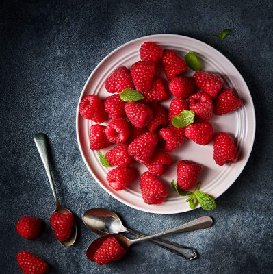 A plate of juicy Irish raspberries