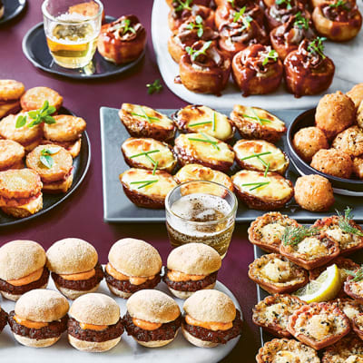 Spread of savoury party food