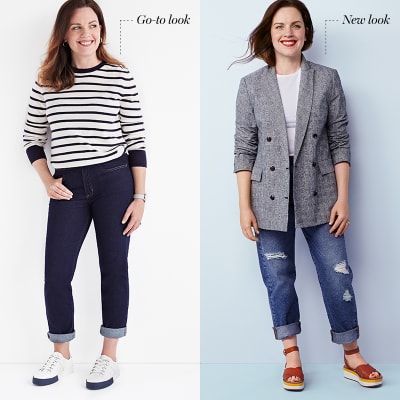 Woman swaps her favourite skinny jeans for distressed jeans