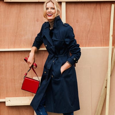 m&s navy trench coat