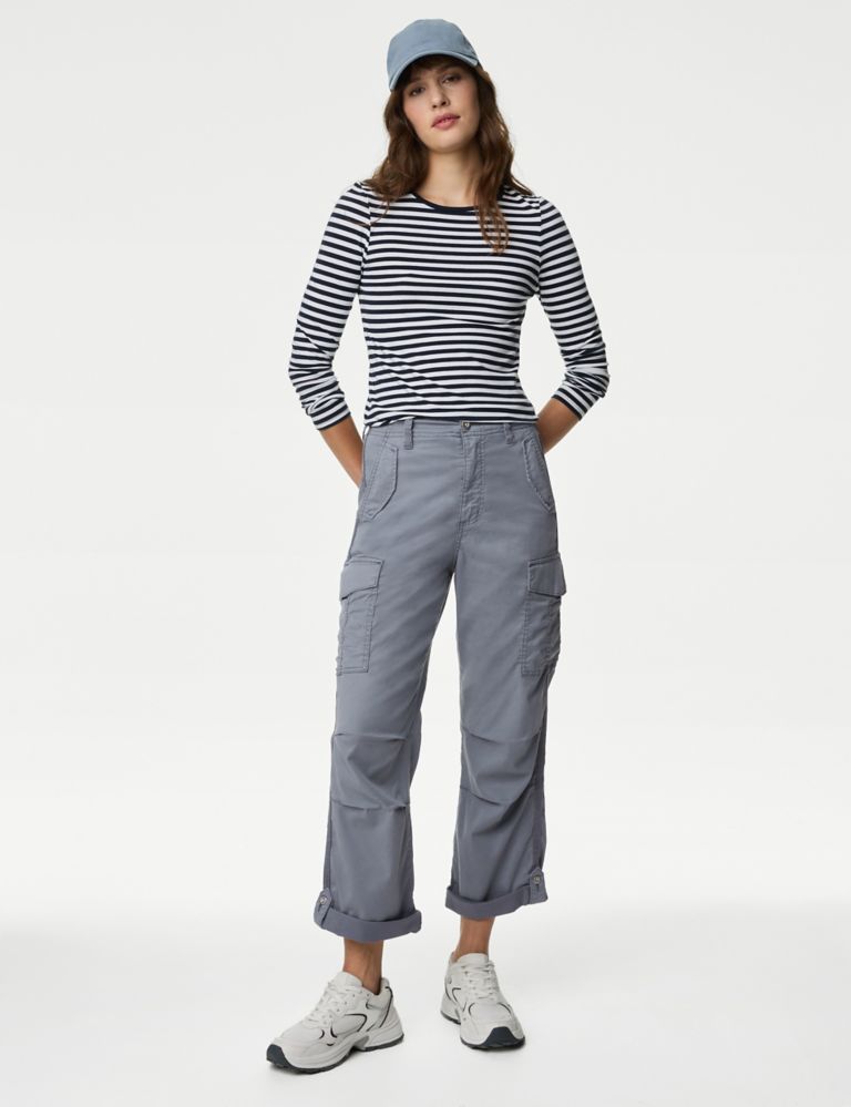 lyocell™ Rich Cargo Tea Dyed Cropped Trousers 1 of 5