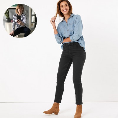 Woman wearing jeans and shirt